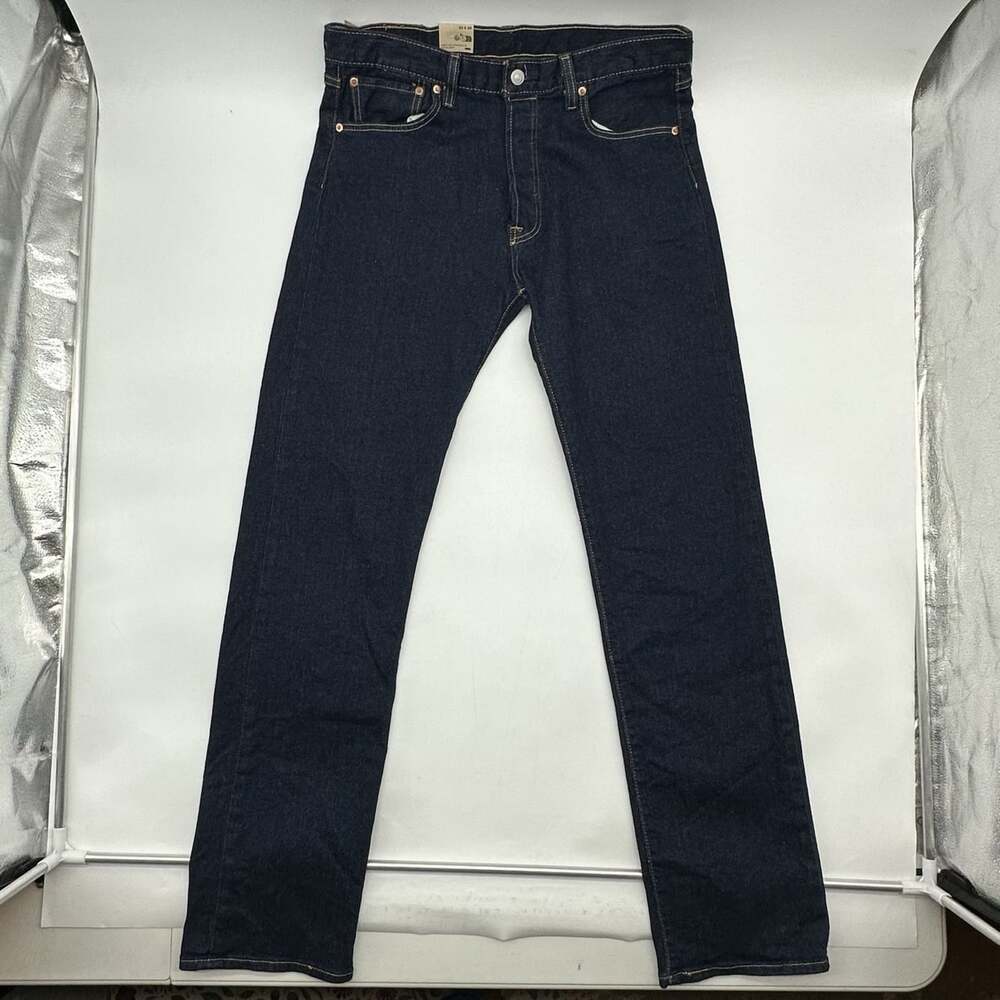 Levi's 501 Regular Straight Leg Size 33x34 Dark Wash Stretch Denim Jeans NWT